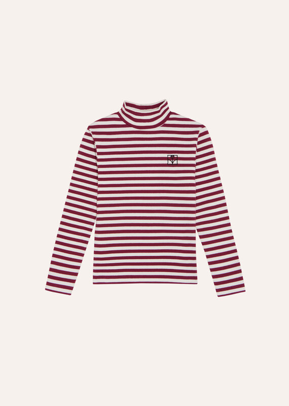 The Campamento Burgundy Stripes Turtle Neck Tshirt aw26
