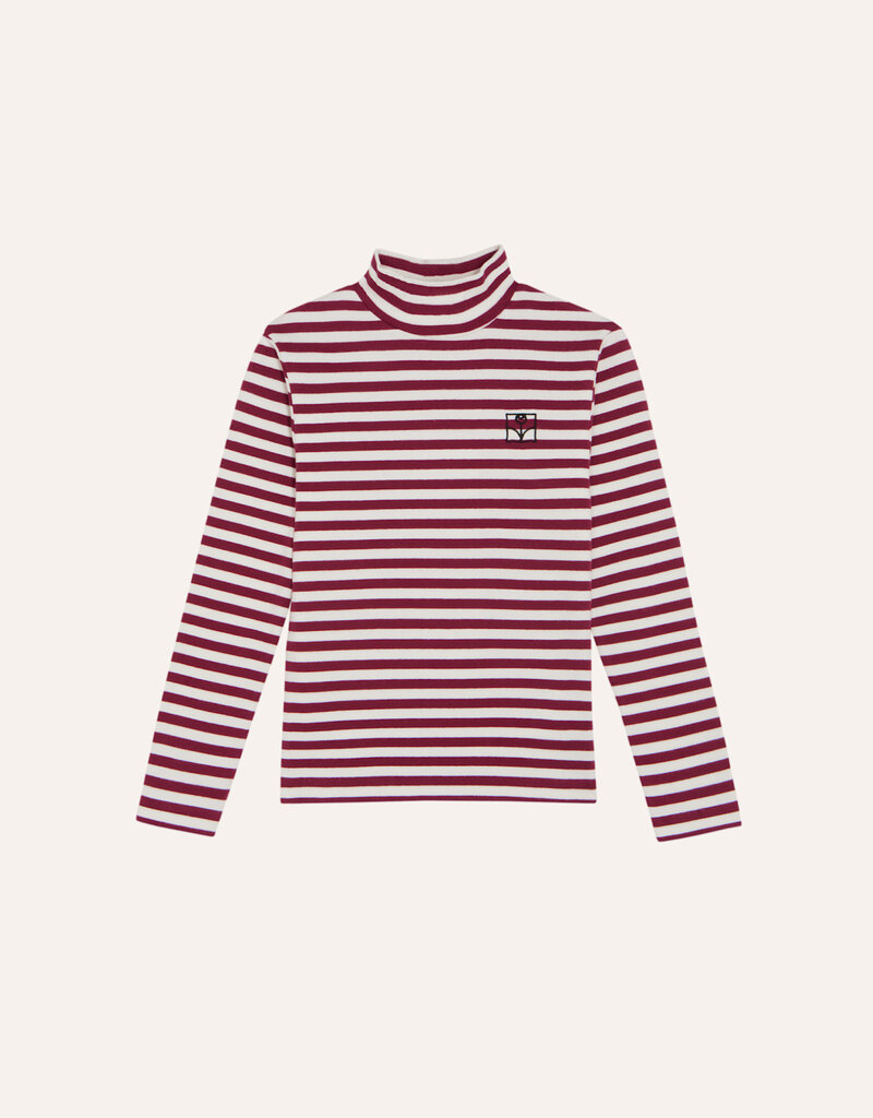 The Campamento Burgundy Stripes Turtle Neck Tshirt aw26