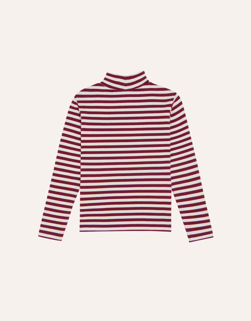 The Campamento Burgundy Stripes Turtle Neck Tshirt aw26