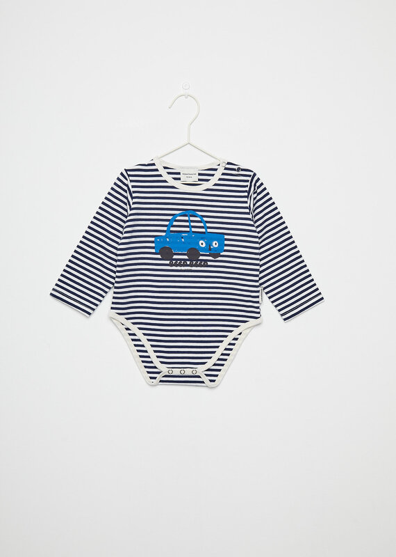 Weekend House Kids Beep beep stripes baby body Blue aw26