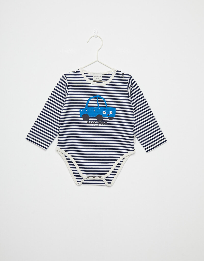 Weekend House Kids Beep beep stripes baby body Blue aw26