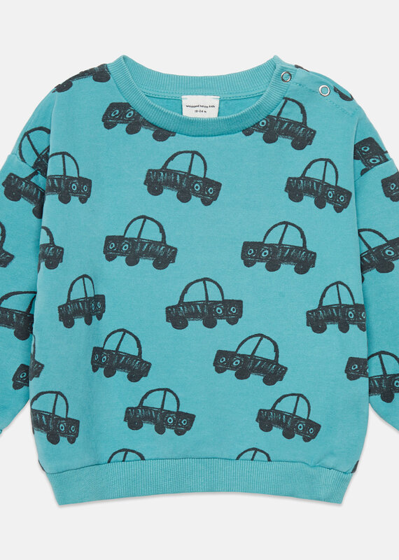Weekend House Kids Cars all over sweatshirt Turquesa aw26
