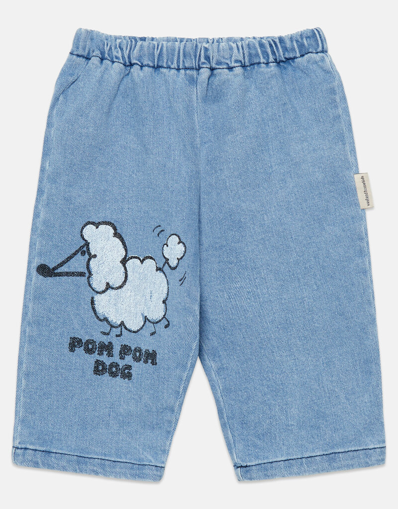 Weekend House Kids Pom pom dog baby denim pants Blue aw26