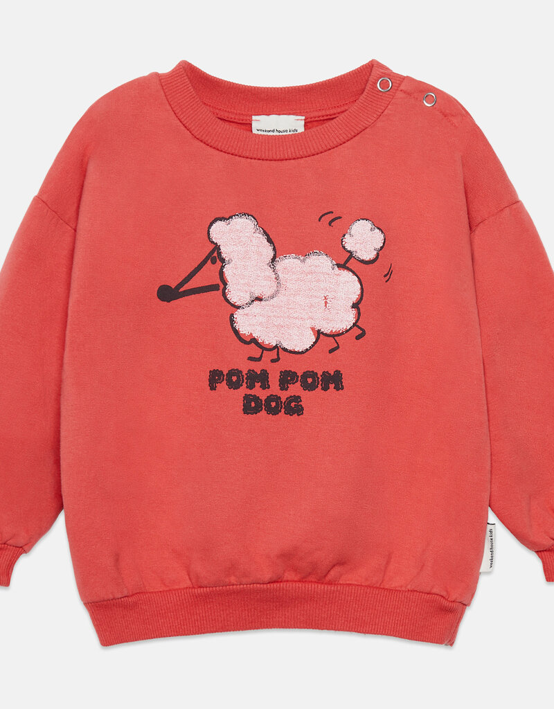 Weekend House Kids Pom pom dog baby sweatshirt Red aw26