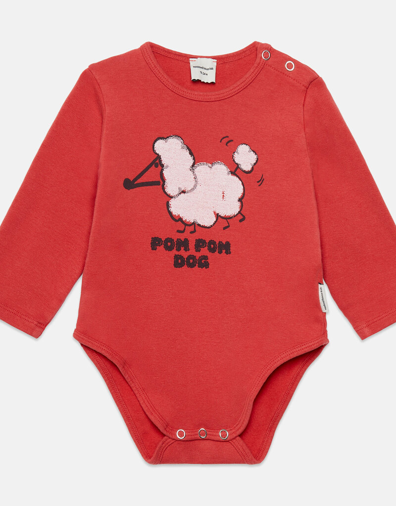 Weekend House Kids Pom pom dog body Red aw26