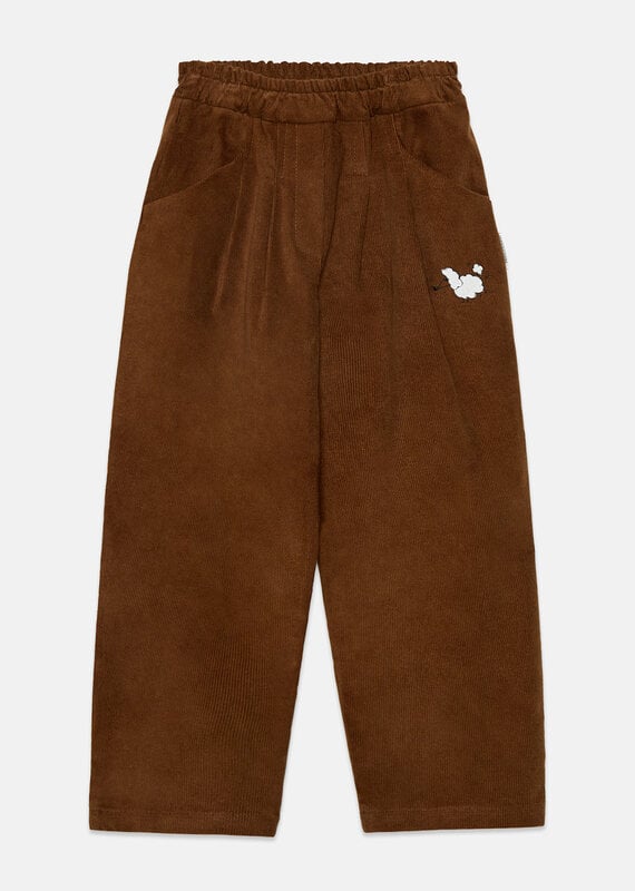 Weekend House Kids Pom pom dog corduroy pants Brown aw26