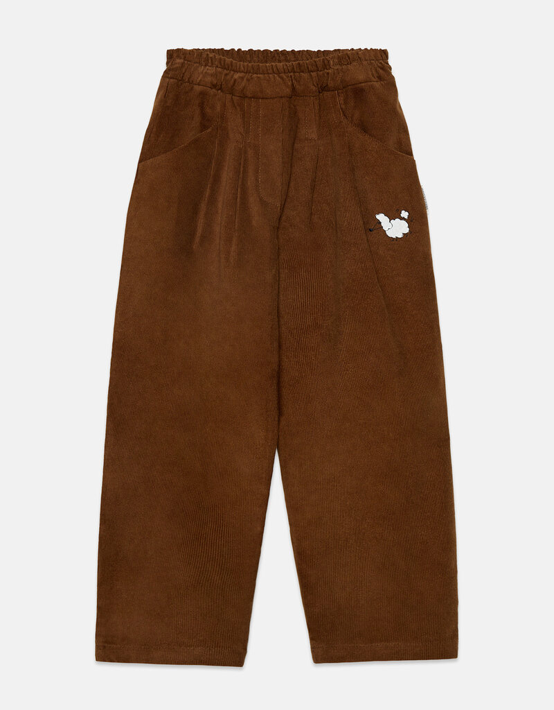 Weekend House Kids Pom pom dog corduroy pants Brown aw26