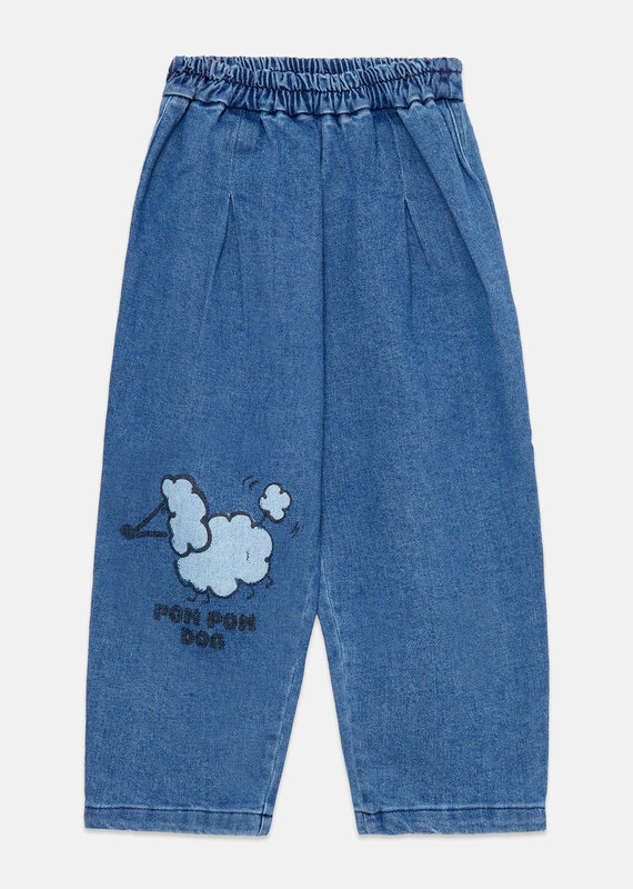 Weekend House Kids Pom pom dog denim pants Blue aw26