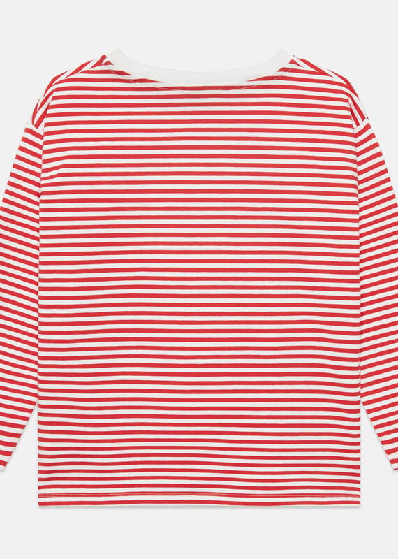 Weekend House Kids Pom pom dog l/s t-shirt Stripes red and white aw26