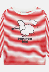 Weekend House Kids Pom pom dog l/s t-shirt Stripes red and white aw26