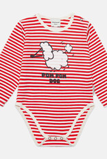 Weekend House Kids Pom pom dog stripes baby body Red aw26