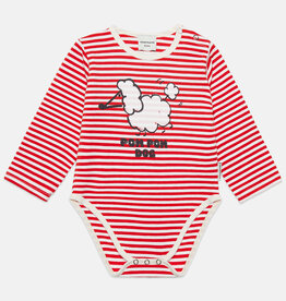 Weekend House Kids Pom pom dog stripes baby body Red aw26