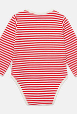 Weekend House Kids Pom pom dog stripes baby body Red aw26