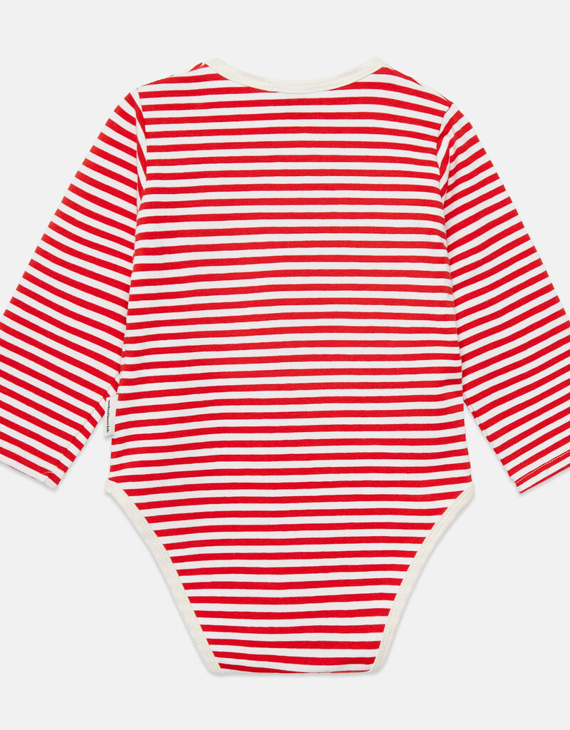 Weekend House Kids Pom pom dog stripes baby body Red aw26