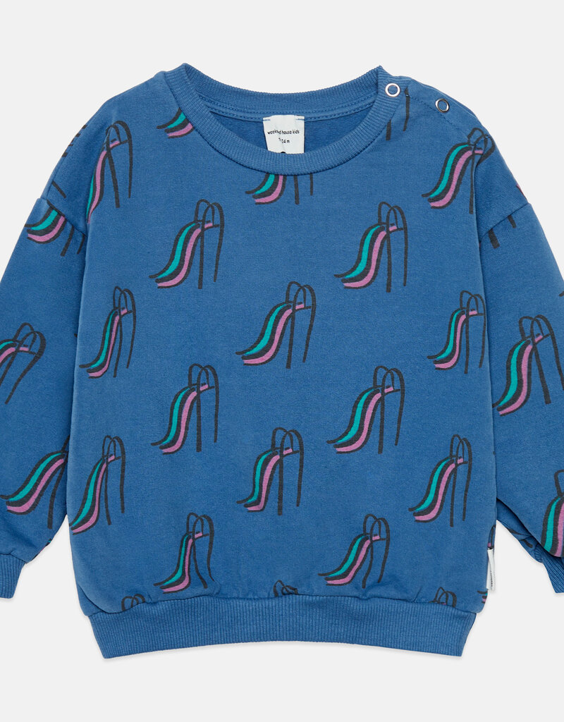 Weekend House Kids Slides all over baby sweatshirt Blue aw26