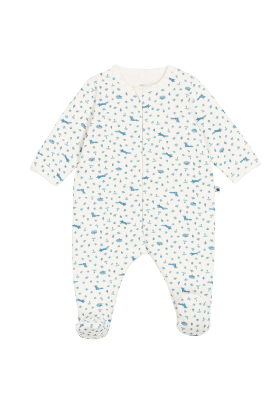 Petit Bateau Dors Bien Zippe A0G9P Marshmallow/Multico aw26