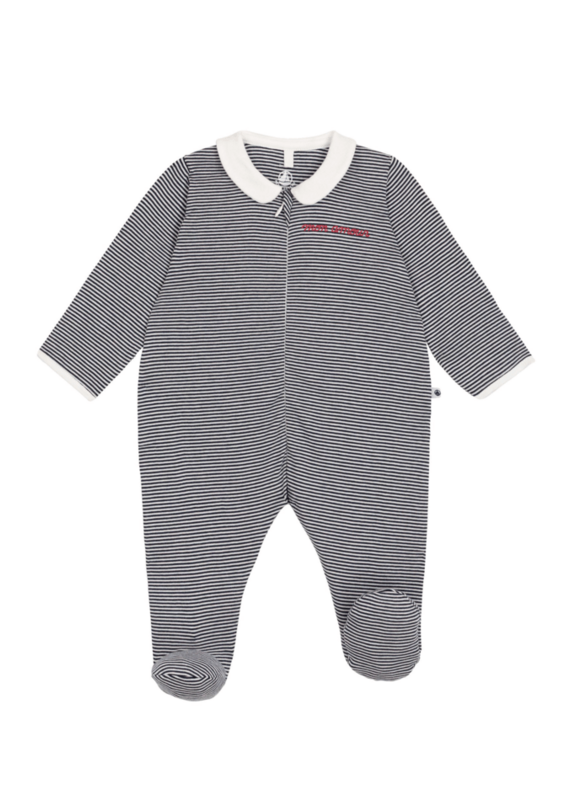 Petit Bateau Dors Bien Zippe A0Ga1 Smoking/Marshmallow aw26
