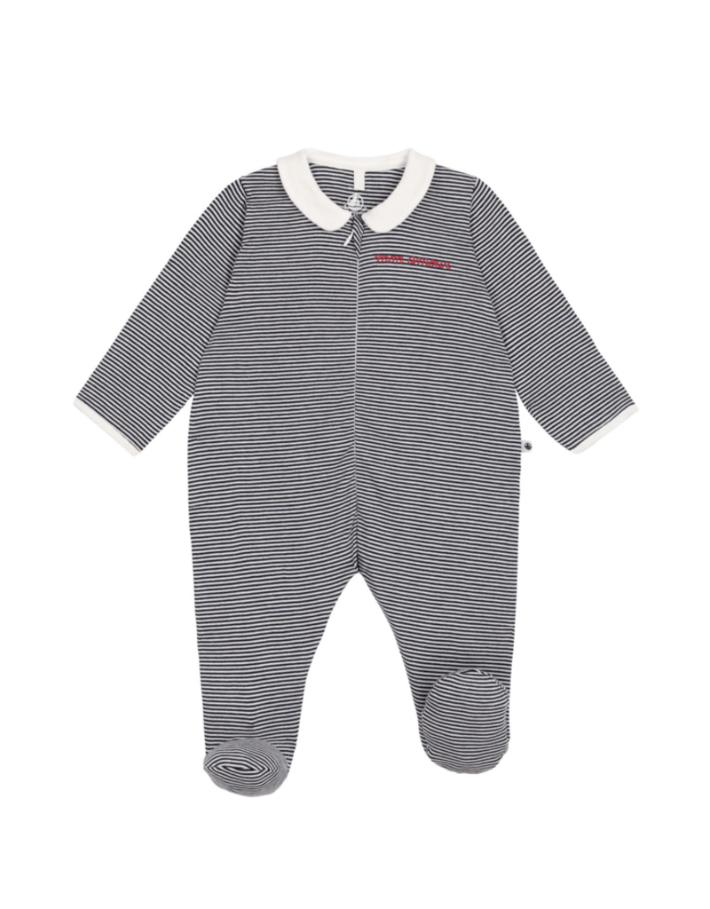Petit Bateau Dors Bien Zippe A0Ga1 Smoking/Marshmallow aw26