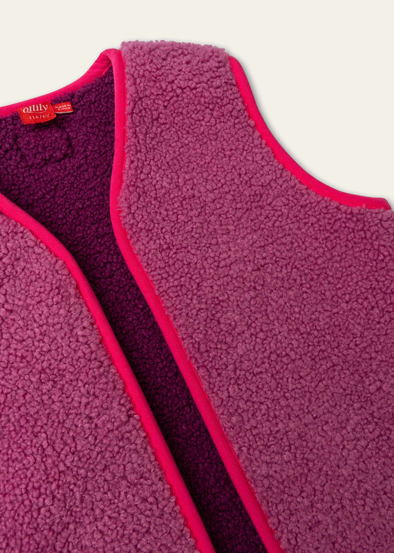 Chez bodywarmer Curly Teddy Red Violet aw26
