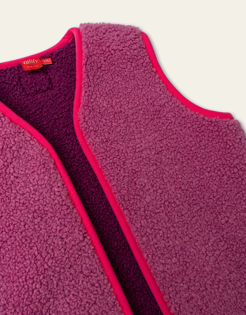 Chez bodywarmer Curly Teddy Red Violet aw26