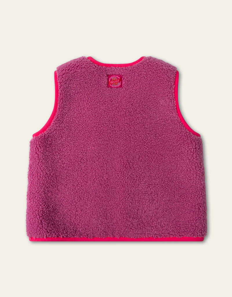 Chez bodywarmer Curly Teddy Red Violet aw26