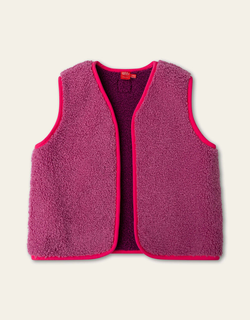 Chez bodywarmer Curly Teddy Red Violet aw26