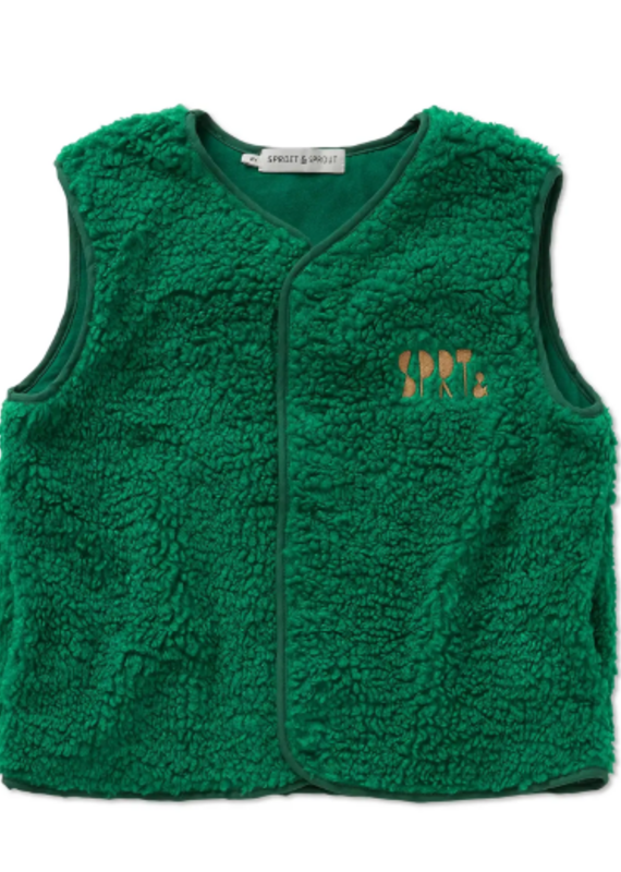 Sproet & Sprout Loose teddy gilet Deep green aw26