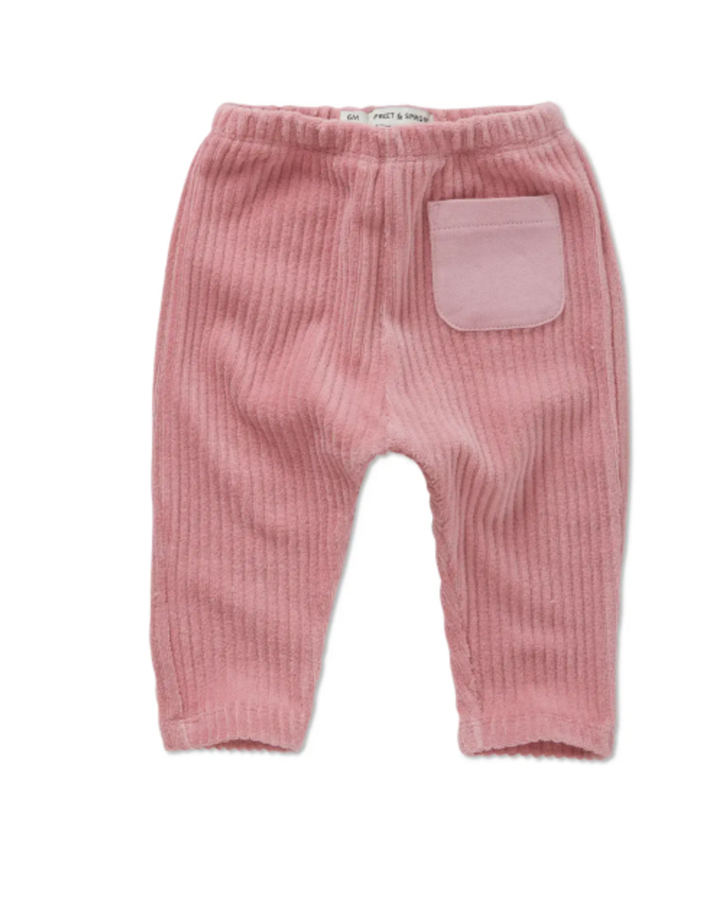 Sproet & Sprout Baby velvet rib pants pink Painters blush aw26