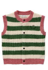 Sproet & Sprout Knitted vest stripes  Deep green aw26