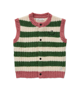 Sproet & Sprout Knitted vest stripes  Deep green aw26