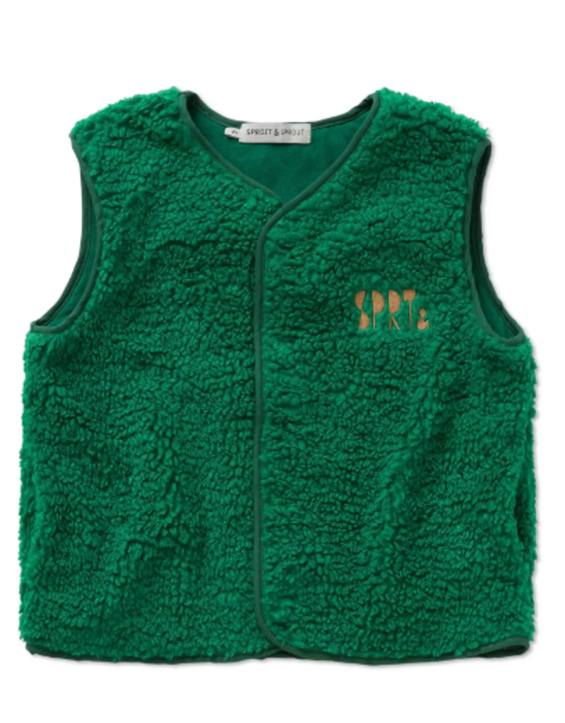 Sproet & Sprout Loose teddy gilet Deep green aw26