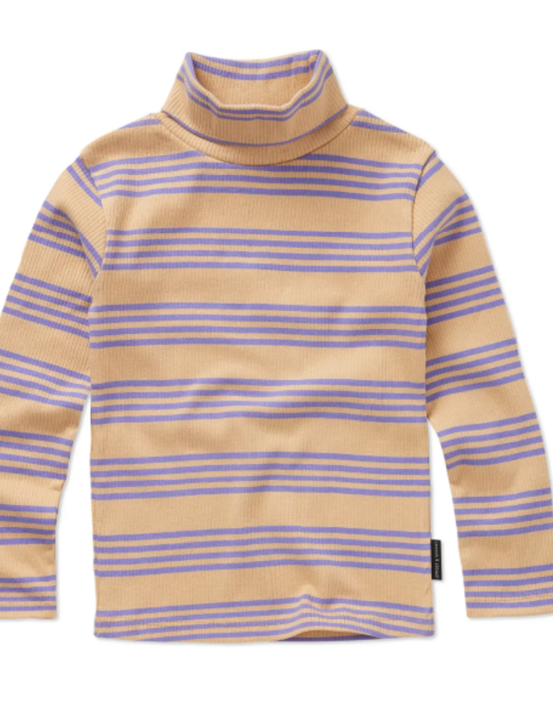 Sproet & Sprout Rib turtle neck stripes  Sand aw26
