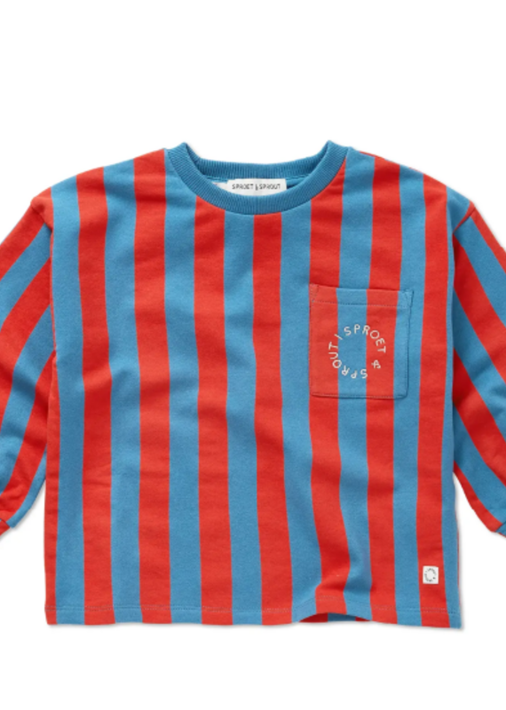 Sproet & Sprout Sweatshirt boxy ls block stripe Chalkboard blue aw26