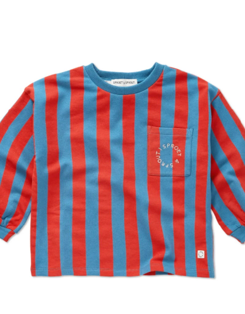 Sproet & Sprout Sweatshirt boxy ls block stripe Chalkboard blue aw26