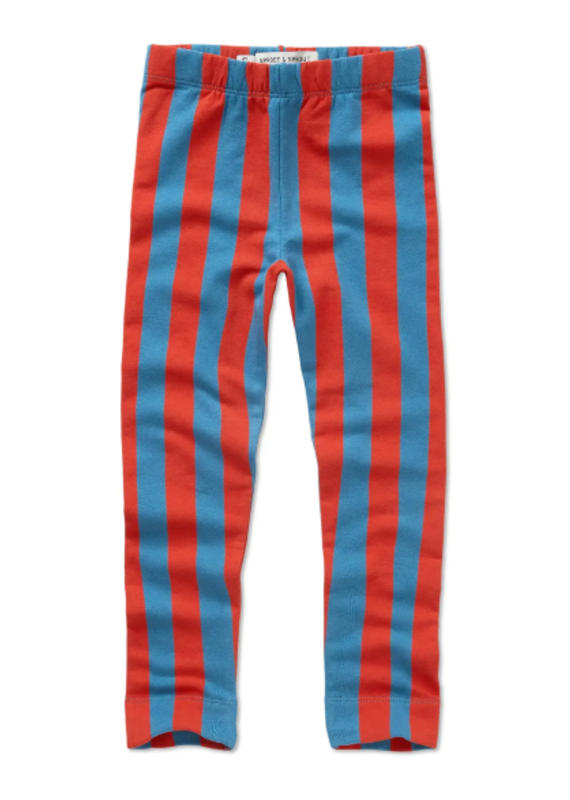 Sproet & Sprout Winter legging blue red stripe Vivid red aw26
