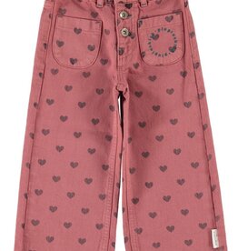 Piupiuchick Flare Trousers | Pink W/ Black Hearts aw26