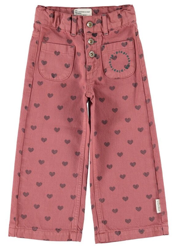 Piupiuchick Flare Trousers | Pink W/ Black Hearts aw26