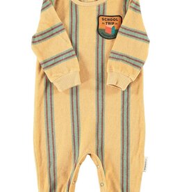 Piupiuchick Long Sleeve Babygrow | Sand W/ Double Stripes aw26