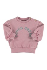 Piupiuchick Oversized Sweatshirt | Pink W/ "Lunch Break" Print aw26
