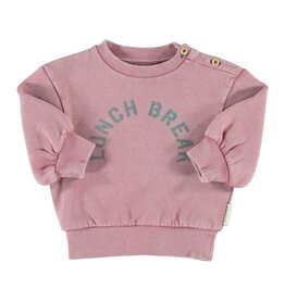 Piupiuchick Oversized Sweatshirt | Pink W/ "Lunch Break" Print aw26