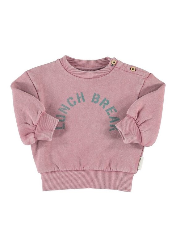 Piupiuchick Oversized Sweatshirt | Pink W/ "Lunch Break" Print aw26