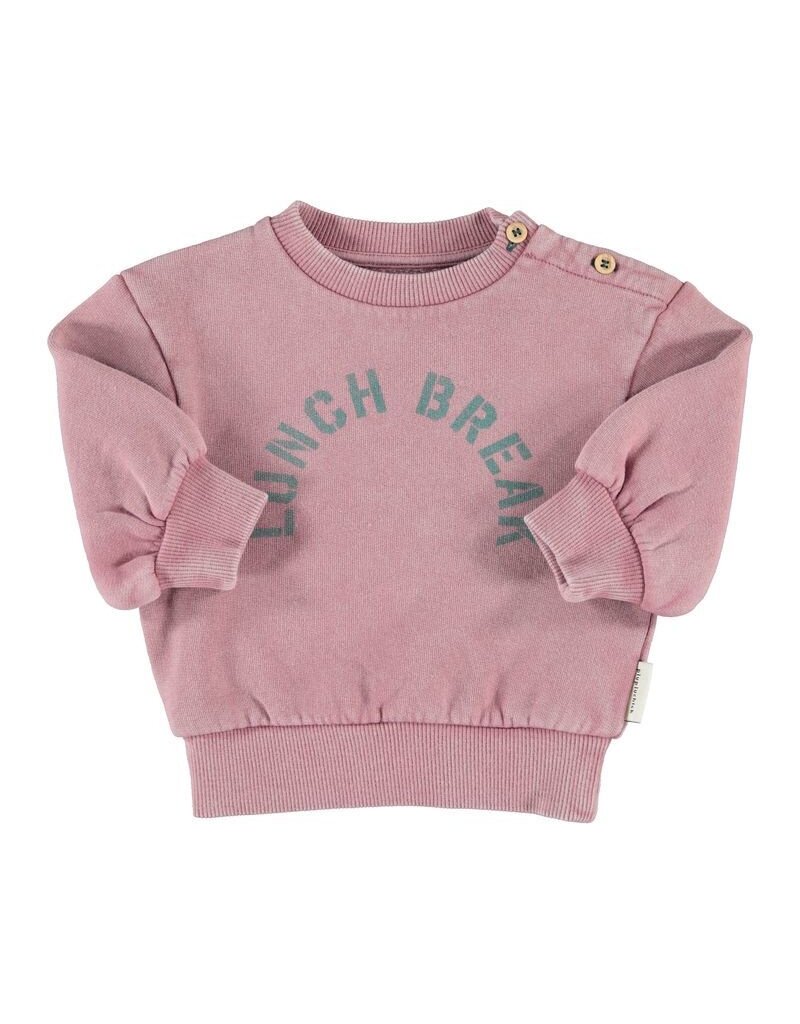 Piupiuchick Oversized Sweatshirt | Pink W/ "Lunch Break" Print aw26