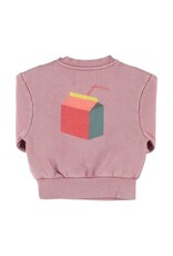 Piupiuchick Oversized Sweatshirt | Pink W/ "Lunch Break" Print aw26