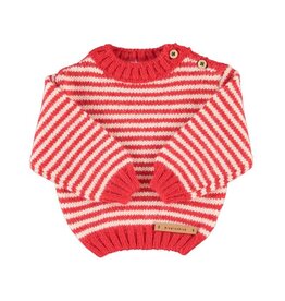 Piupiuchick Knitted Sweater | Ecru & Red Stripes aw26