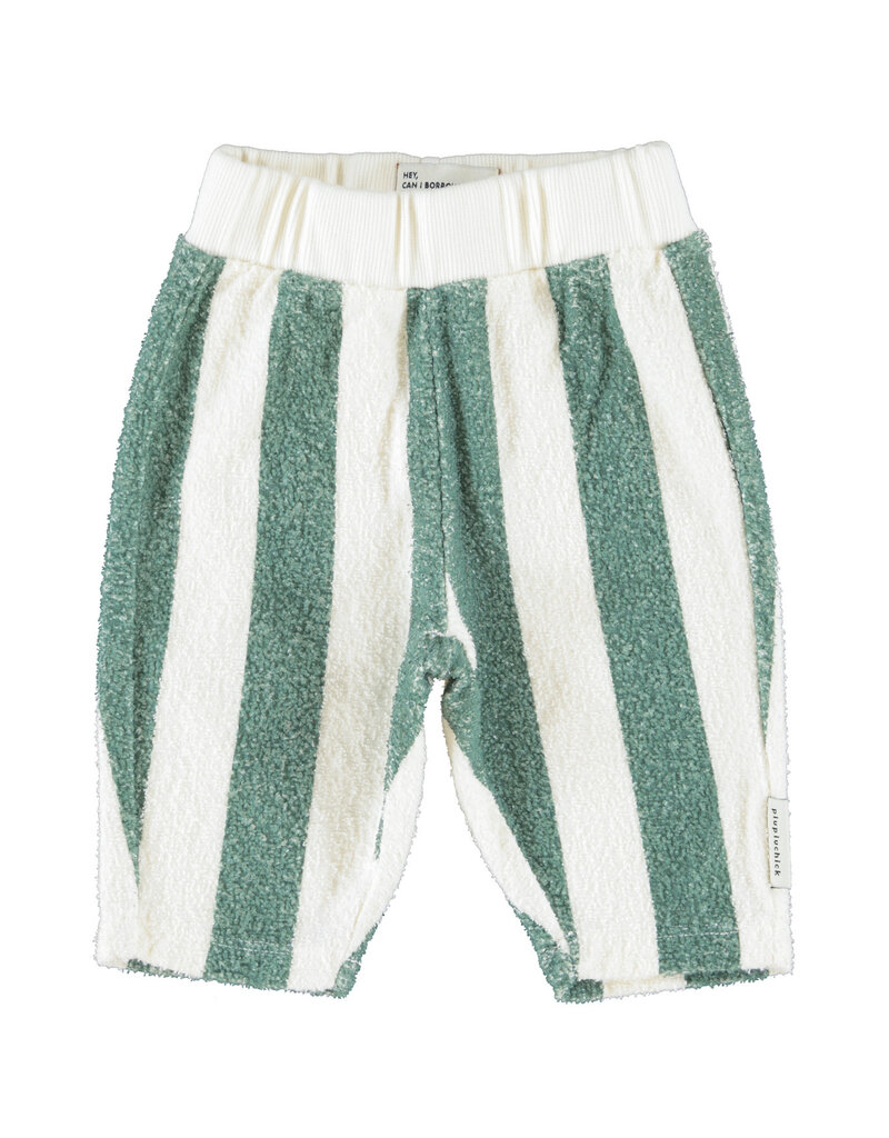 Piupiuchick Jogging Pants | Ecru & Green Stripes aw26