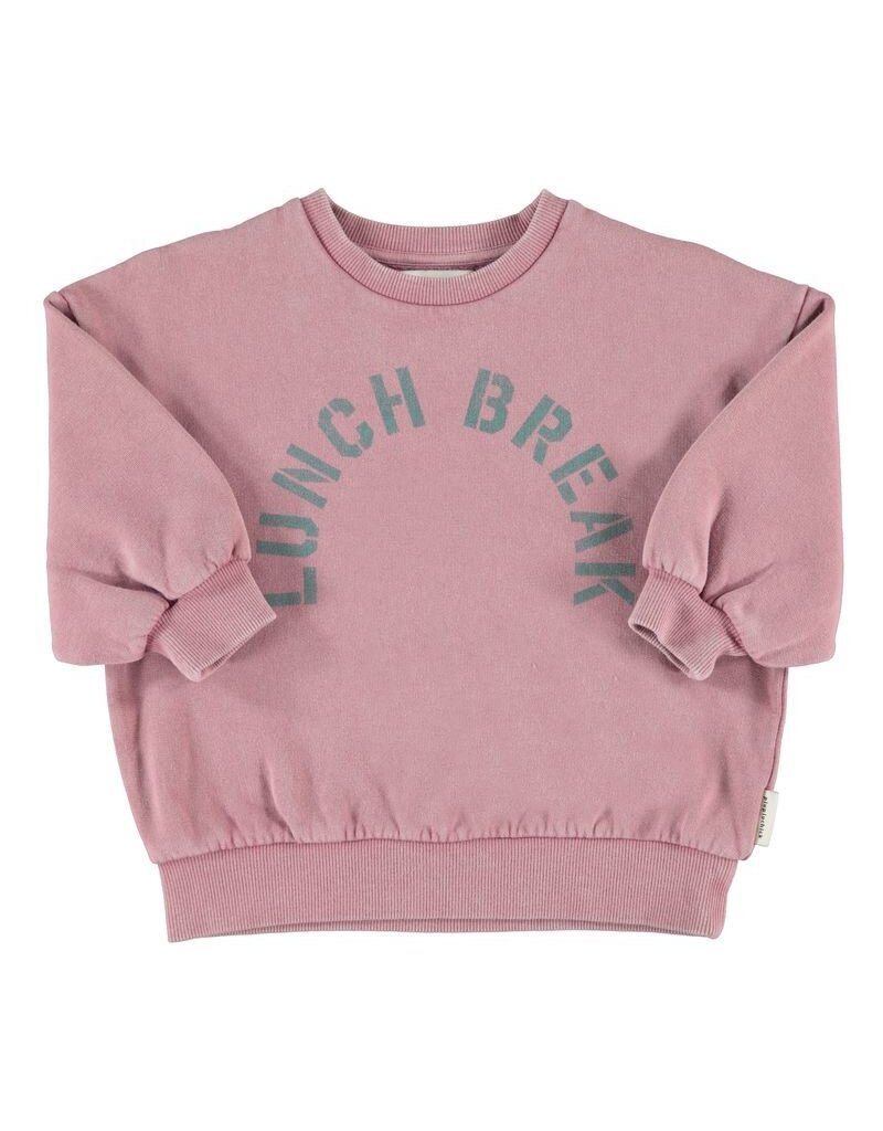 Piupiuchick Oversized Sweatshirt | Pink W/ "Lunch Break" Print aw26
