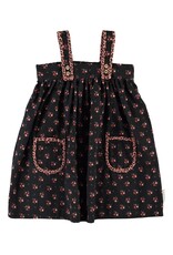 Piupiuchick Short Dress  W/ Straps | Black W/ Flowers aw26