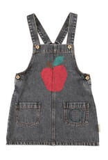 Piupiuchick Short Dress W/ Straps | Washed Black Denim W/ Apple Print aw26