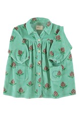 Piupiuchick Short Dress | Green W/ Big Flowers aw26