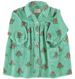 Piupiuchick Short Dress | Green W/ Big Flowers aw26